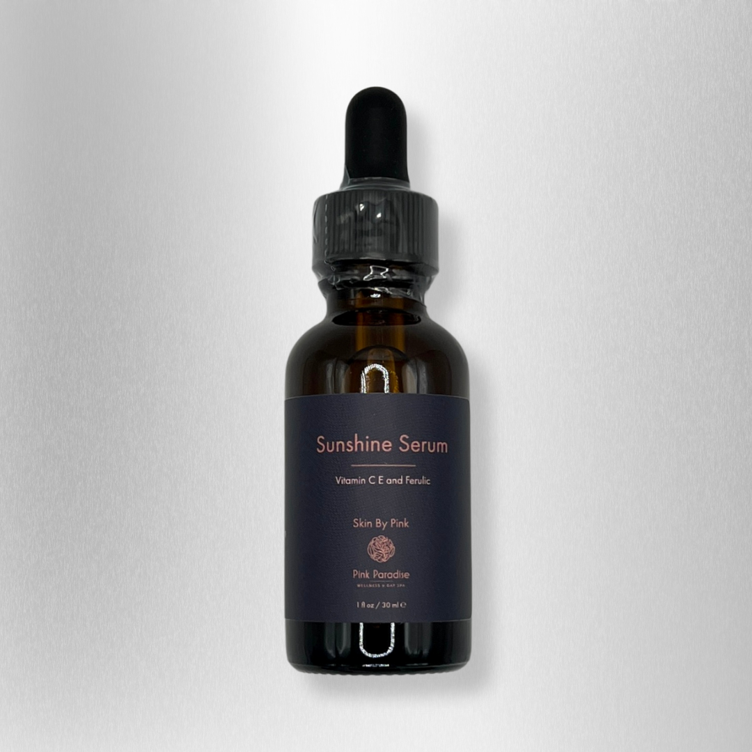 sunshine serum Vitamin C, E, and Ferulic Acid pink paradise
